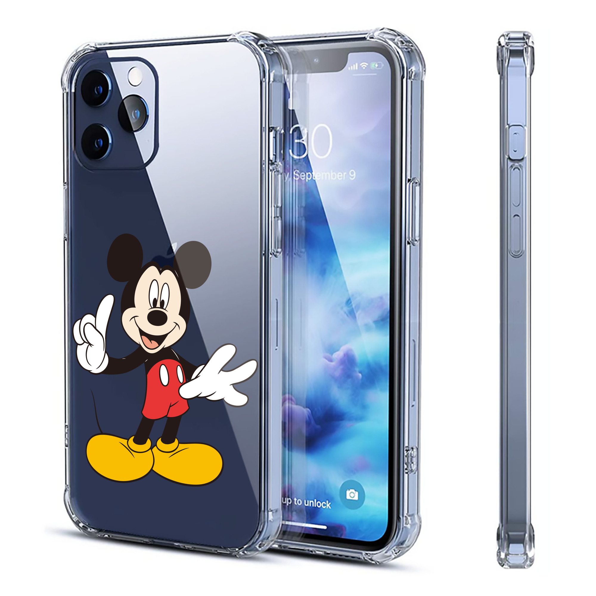 （画像用） ミッキーマウス Mickey Mouse 【iPhone 12シリーズ対応】透明スマホケース（クリアソフトケース）